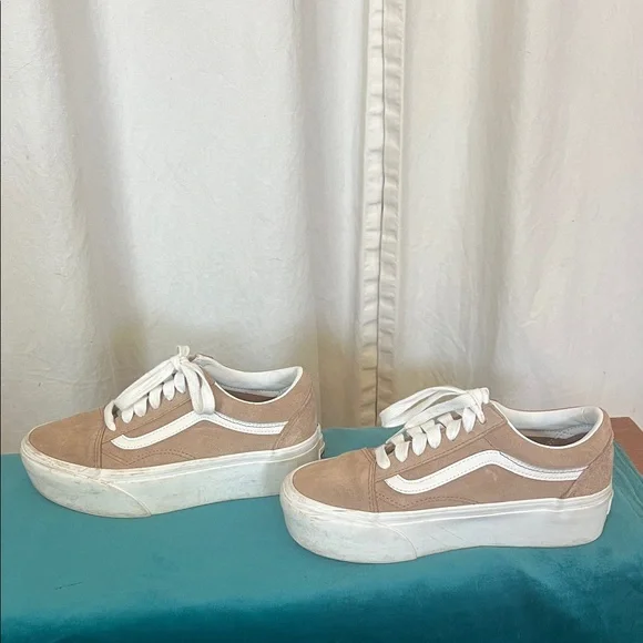 Vans Women's Beige and White Sneakers Wm 5.5 men 4 - Picture 4 of 10